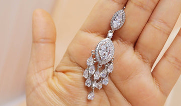 White Gold Plated Chandelier Drop Crystal/Diamond Earrings, Long Bridal Jewelry, Crystal Bridal Earrings, Statement Earrings Cz